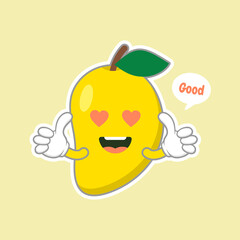 cute and kawaii mango fruit character. Vector concept illustration in a flat style for a healthy eating and lifestyle.