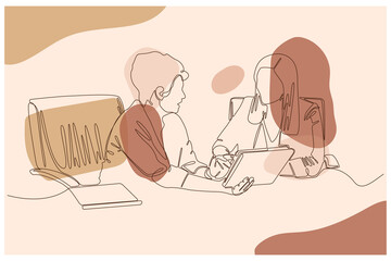 Women In The Office Background Vector