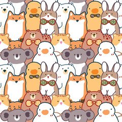 Seamless Pattern of Cartoon Animal Illustration Design