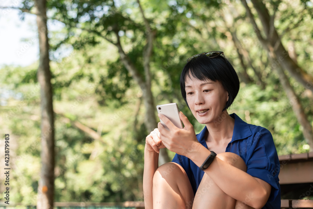 Canvas Prints woman using the smart phone