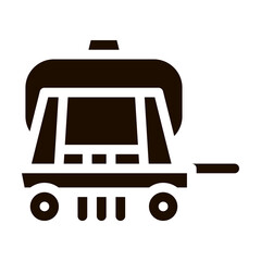 Obraz premium Cargo Water Trailer Vehicle Vector Icon. Agricultural Transport Liquid Trailer Machinery Pictogram. Delivery Machine, Combine Monochrome Illustration