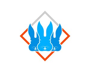 Square shape with three rabbit head inside