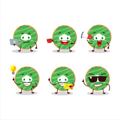 Cocopandan donut cartoon character with various types of business emoticons