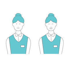 笑顔の女性店員のイラスト