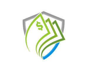 Dollar in the shield protection logo