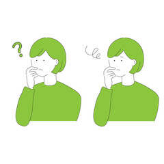 疑問・悩む若い女性のイラスト