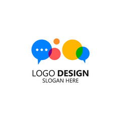 Obraz premium colorful bubbles speech logo design for community and communication