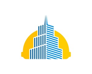 Fototapeta premium Safety helmet with abstract city building inside