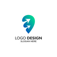 planes and pin logo design for travel and transportation
