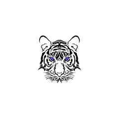 Vector Tiger Head, Face for Retro Logos, Emblems, Badges, Labels Template and T-shirt Vintage Design Element