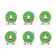 Cartoon character of cocopandan donut with sleepy expression