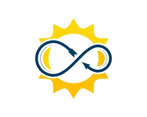 Shinning sun with infinity arrow inside