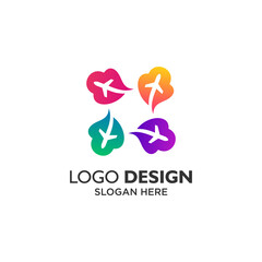 colorful planes and cloud logo design