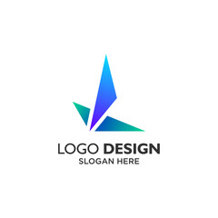 geometric bird logo design template