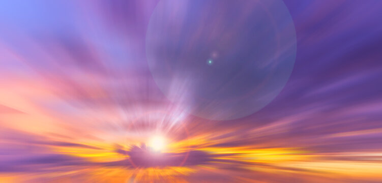 cloud at sunset zoom effect and flare