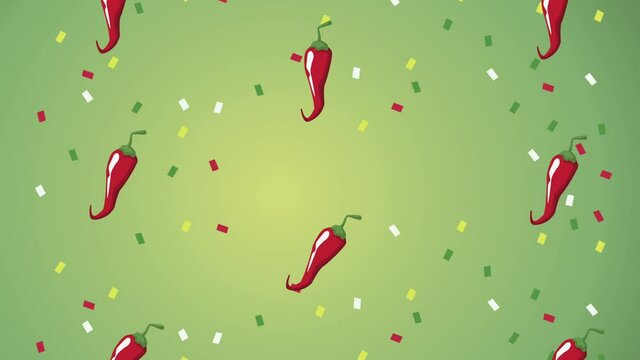 mexican chili peppers and confetti pattern