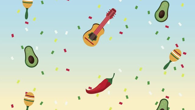 mexican set icons pattern background