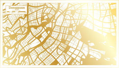 Dongguan China City Map in Retro Style in Golden Color. Outline Map.