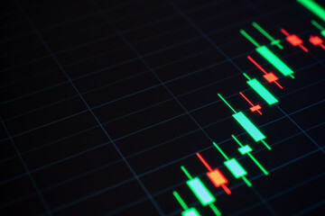 Charts graphs. Financial chart, stock analysis data for business background in digital screen. Graphics growth forex finance market. Trading candlestick chart, cryptocurrency digital economy.
