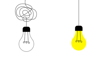 Light bulbs on wires icons. An effective conceptual 
