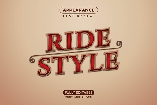Editable Vector Text Effect Ride Style Oldies Classic Retro Red For Branding, Mockup, Social Media Banner, Cover, Book, Games, Title