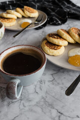 cheesecakes and coffee for breakfast