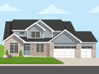 Flat detailed colorful cottage houses. Flat style modern buildings. Vector illustration