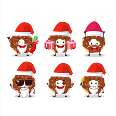 Santa Claus emoticons with chocolate donut cartoon character