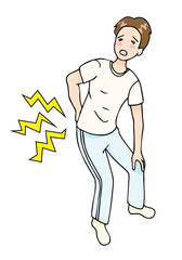 腰の痛みで顔をしかめている男性