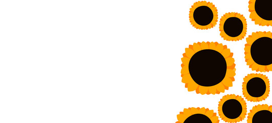 Happy birthday, holiday, celebration greeting and invitation card. Colorful floral banner with sunflowers on light background. Layout template. Modern floral summer composition. Copy space