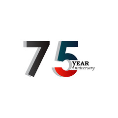 75 Year Anniversary Celebration Blue Color Vector Template Design Illustration