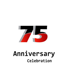 75 Year Anniversary Celebration Red Color Vector Template Design Illustration