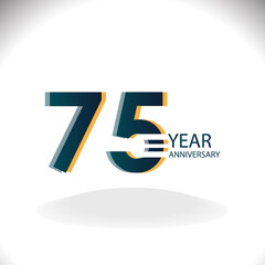 75 Year Anniversary Celebration Color Vector Template Design Illustration