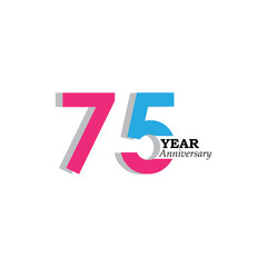 75 Year Anniversary Celebration Color Vector Template Design Illustration