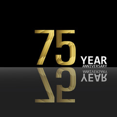 75 Year Anniversary Celebration Gold Black Background Color Vector Template Design Illustration