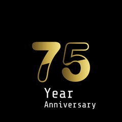 75 Year Anniversary Celebration Gold Black Background Color Vector Template Design Illustration