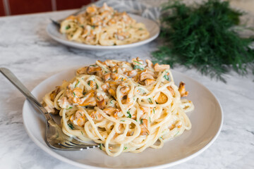 pasta with cheese and mushrooms
