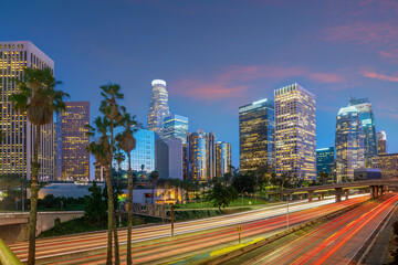 Fototapeta na wymiar Downtown Los Angeles city skyline, cityscape of LA
