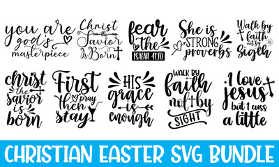 Christian typography, lettering and illustration Hand drawn lettering phrase isolated on white background, Calligraphy graphic design typography element, Hand written vector sign, svg.