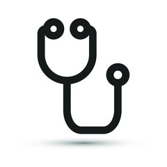 A stethoscope icon vector medical element for trendy design. Simple pictogram for mobile concept and web apps. Vector line medicine tool icon isolated on a white background. 