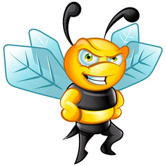 Bee cartoon Character with poses Vector Illustration 