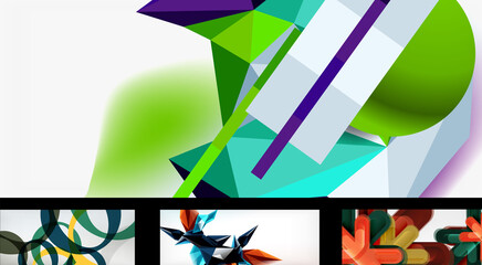 Set of trendy futuristic geometric abstract backgrounds