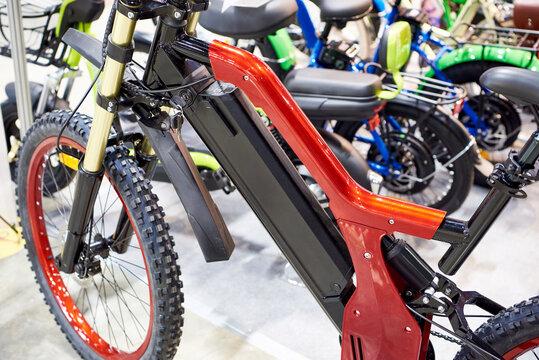 Electric Bike With Battery Under Frame In Store