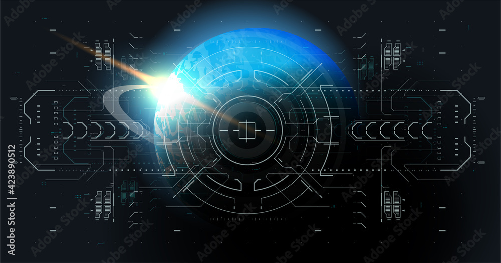Poster head-up user interface. dashboard spaceship in hud style. modern background with tech elements. abst