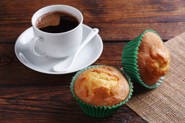 Two cupcake and coffee