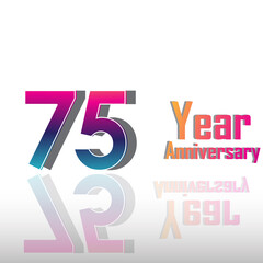 75 Year Anniversary Celebration Rainbow Color Vector Template Design Illustration