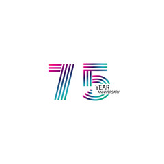 75 Year Anniversary Celebration Rainbow Color Vector Template Design Illustration