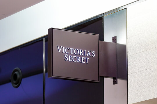New York, New York \ USA - 21 December 2019: A logo of Victoria's secret brand on a side of a store in the mall of New York International Airport