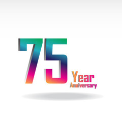 75 Year Anniversary Celebration Rainbow Color Vector Template Design Illustration