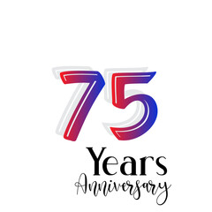 75 Year Anniversary Celebration Rainbow Color Vector Template Design Illustration